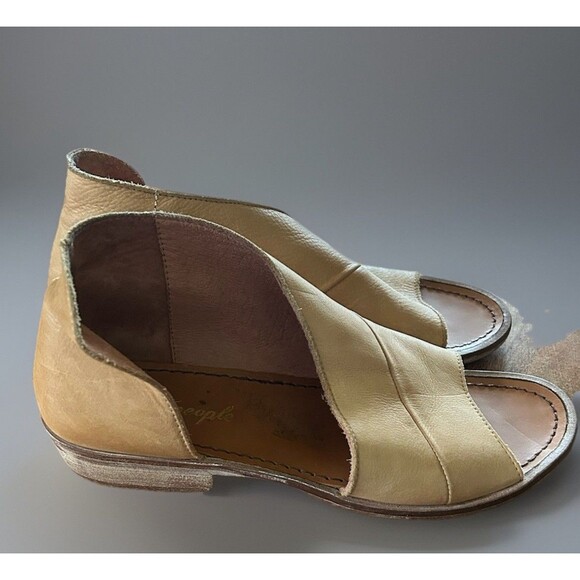 Free People Mont Blanc Sandals Leather Block Heel Size 39/8.5 US - Picture 4 of 11